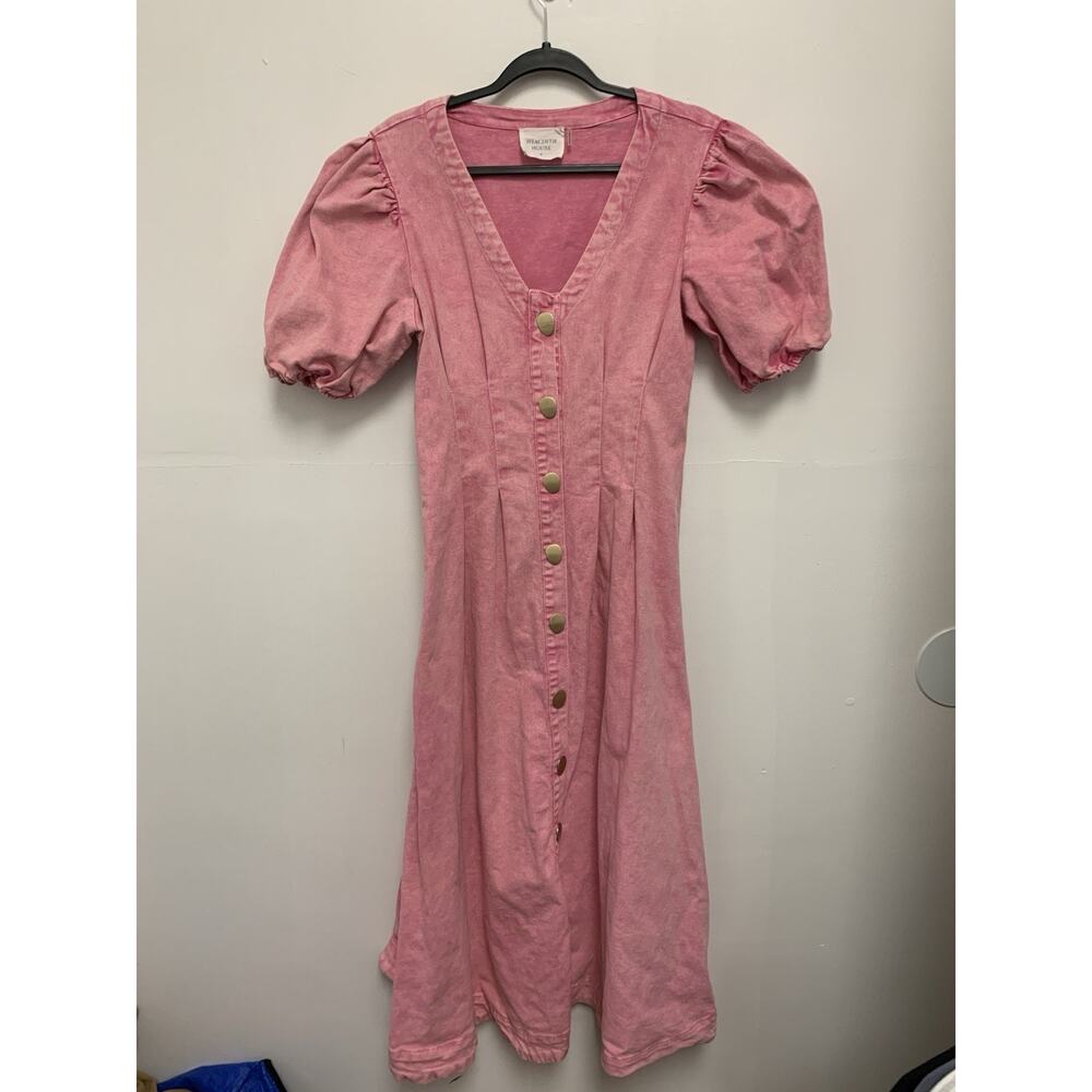 Tuckernuck Hyacinth House Women’s Pink Denim Madeline Midi Dress Medium